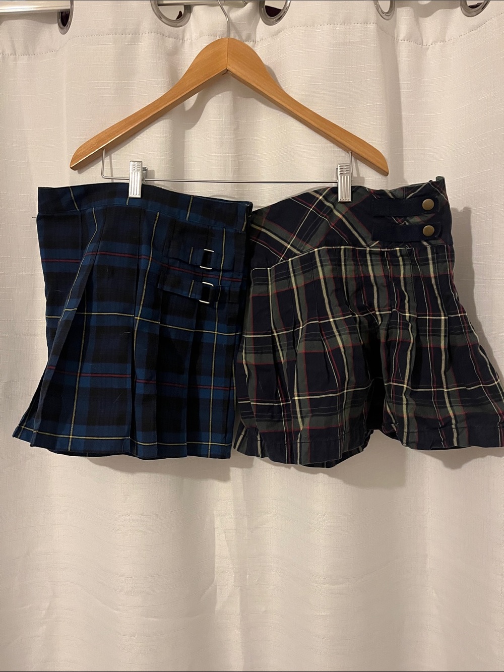 Girls' Plaid Skort Duo - Blue and Green Plaid